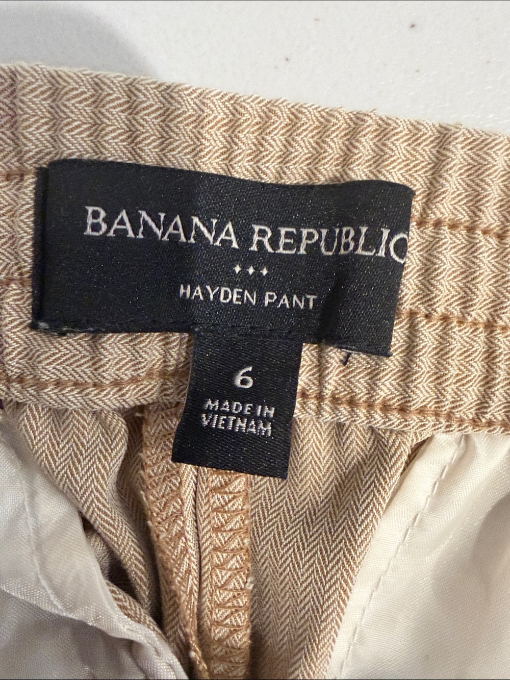 Banana Republic Hayden Tie Waist Pants Herringbone Tan Size 6 Pull-On Ankle - Picture 4 of 6